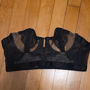 NWOT Thistle and Spire Black Sheer Lace Bandeau Bralette 34B